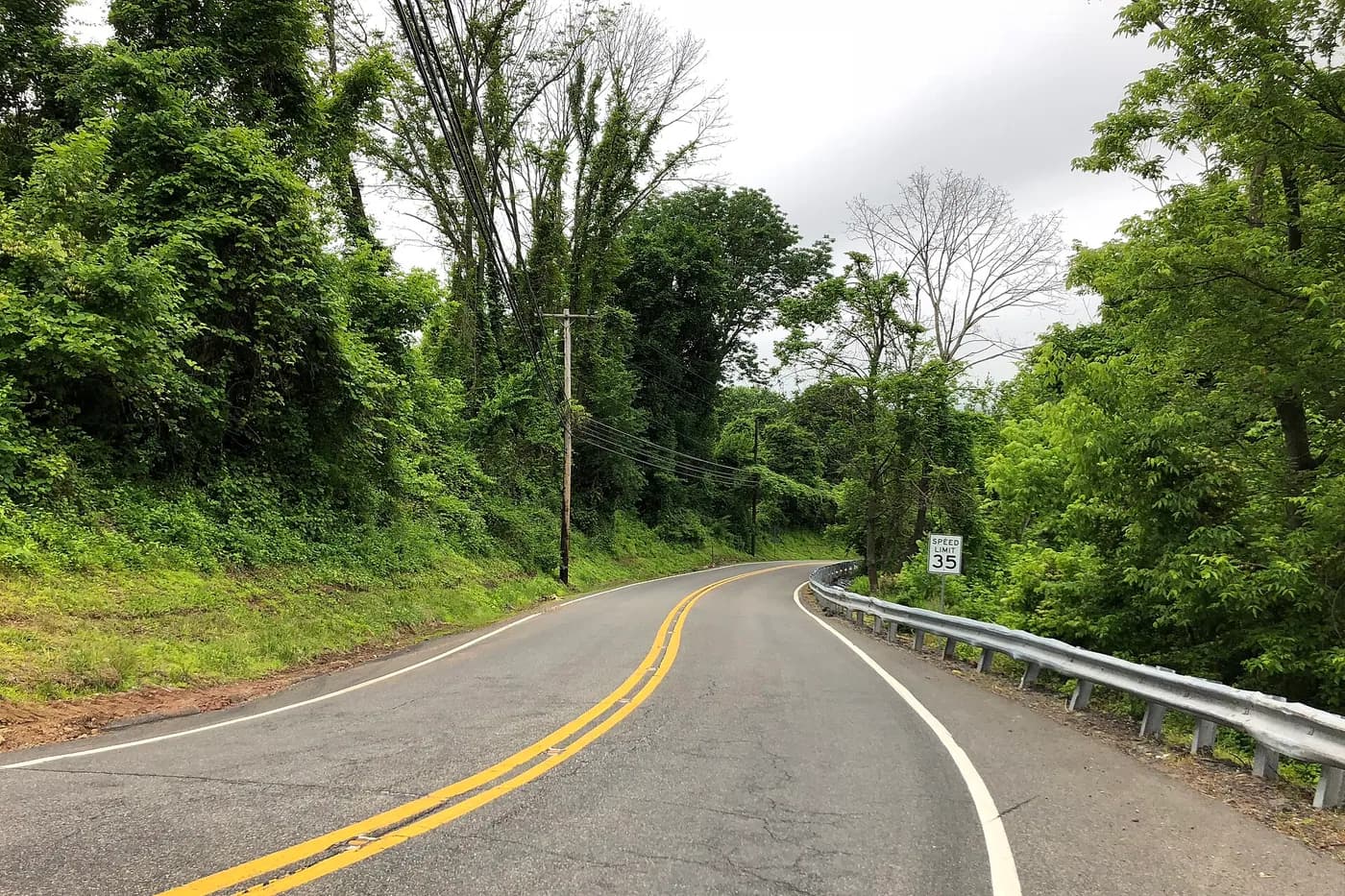 Tree-lined country road through Bethlehem Township, New Jersey