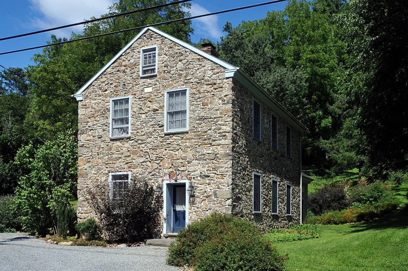 A stone house on Church Road in Holland Township, New Jersey